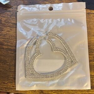 Sparkling Silver Heart Earrings